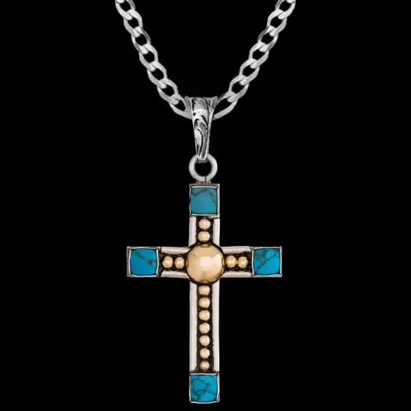 Three Turquoise Cross, Wow Classic Western Cross.  Chains sold separately.